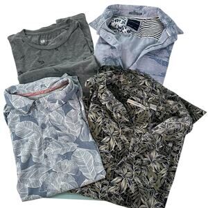 Mens Casual Shirt Bundle Size Medium Button Down Tees Floral Vacation Nautical